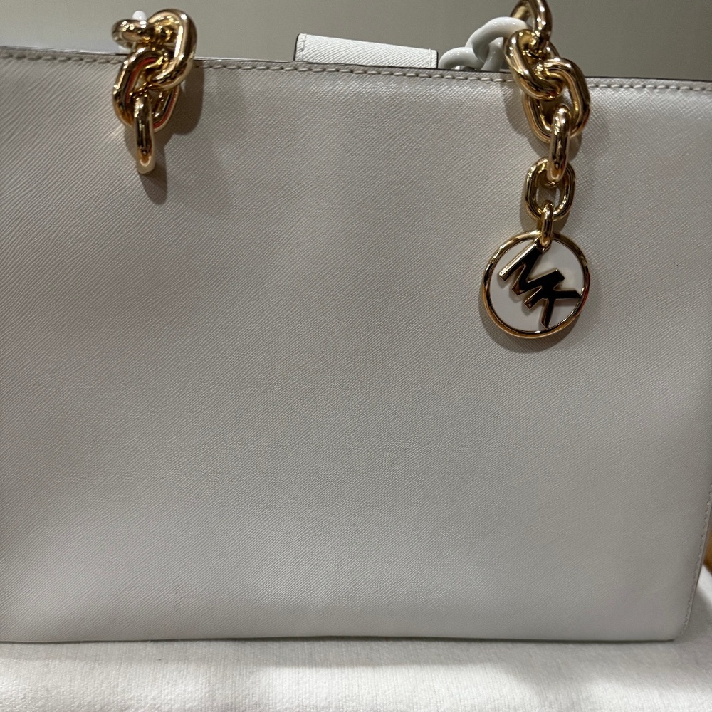 Michael Kors Cynthia White Saffiano Leather Satchel